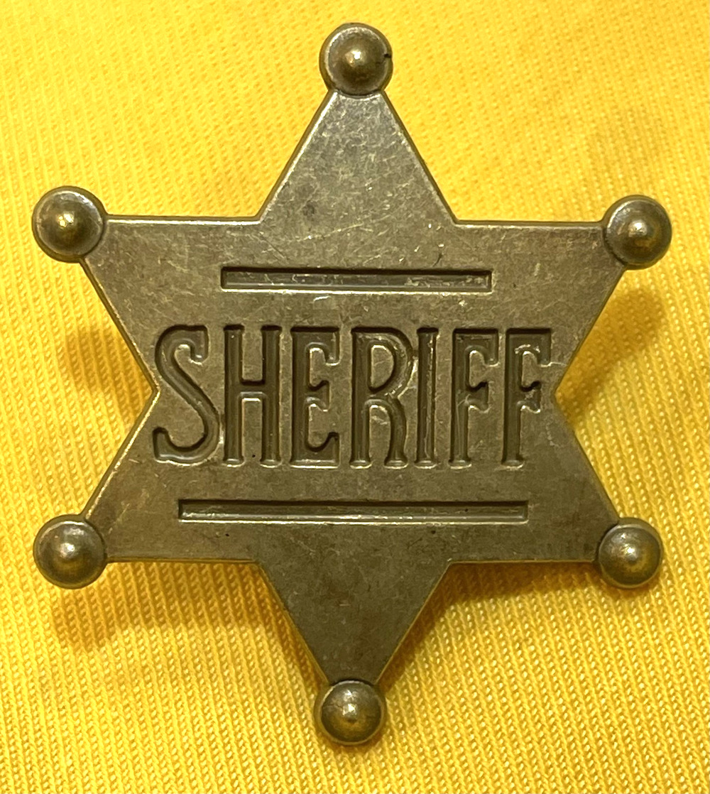 Sheriff Star Lapel Pin Brass Western Badge Law Enforcement Costume Collectible